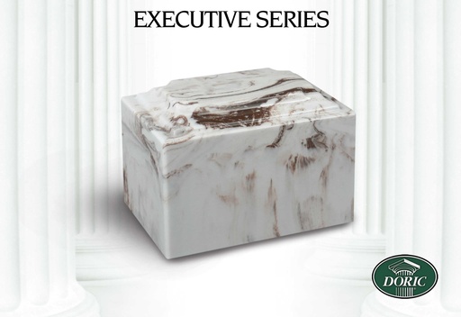 [DU8905] Tyler White and Brown Marble Urn